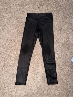90 Degree By Reflex Black Faux-Leather Kids Leggings
